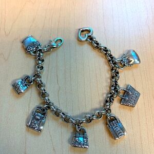 Brighton Handbag Purse Dangle Charm Bracelet Silver Tone